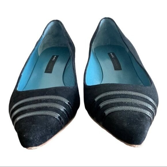 MARC JACOBS Black Suede & Leather Kitten Heel Pointed Toe Size 6 - Picture 10 of 16